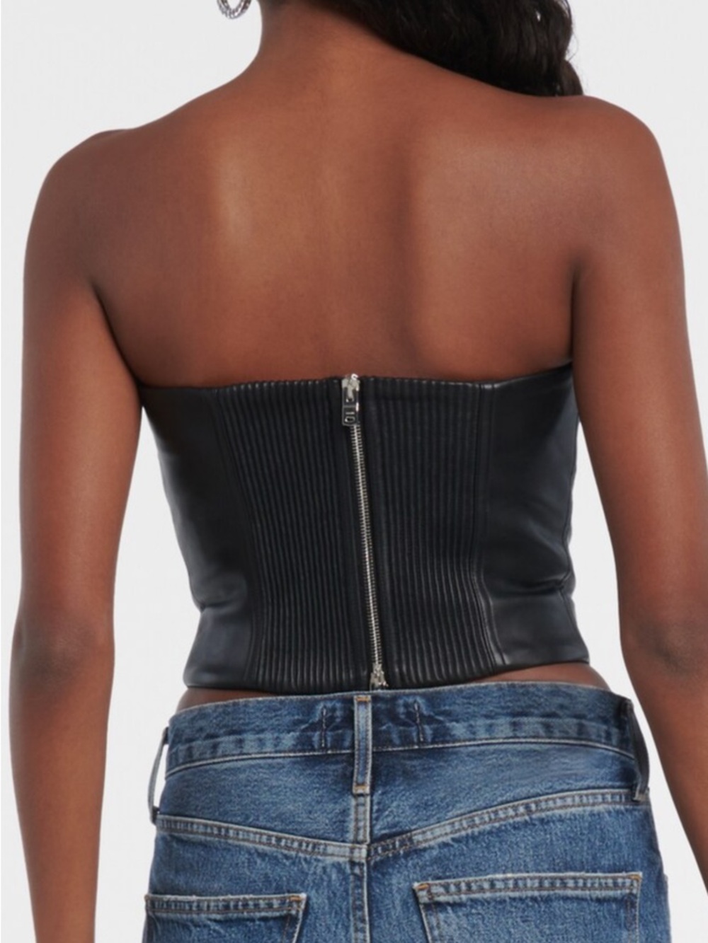 AMIRI Black Faux Leather Strapless Bustier - Picture 4 of 6